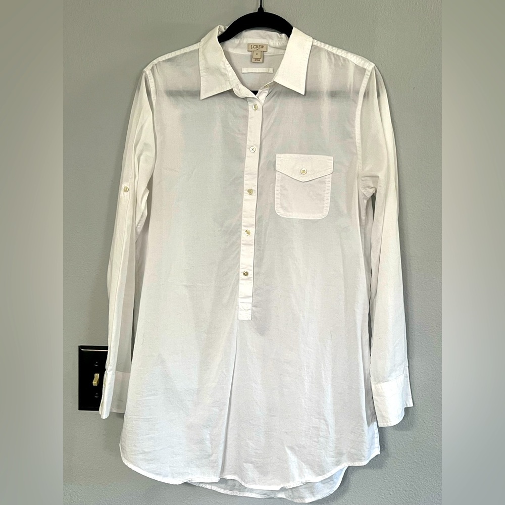 J. Crew White Cotton Popover Tunic